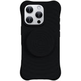 Funda  Magnética De Silicona Ondulada Con Soporte Magsafe Iphone 16 Pro Negro
