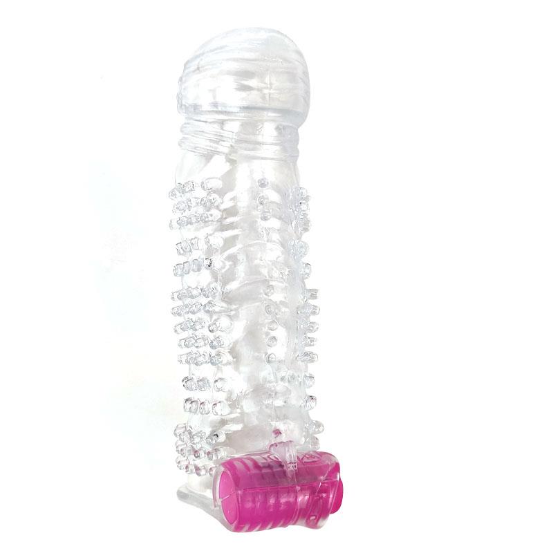 Funda Para El Pene Texturizada Con Bala Vibradora Transparente