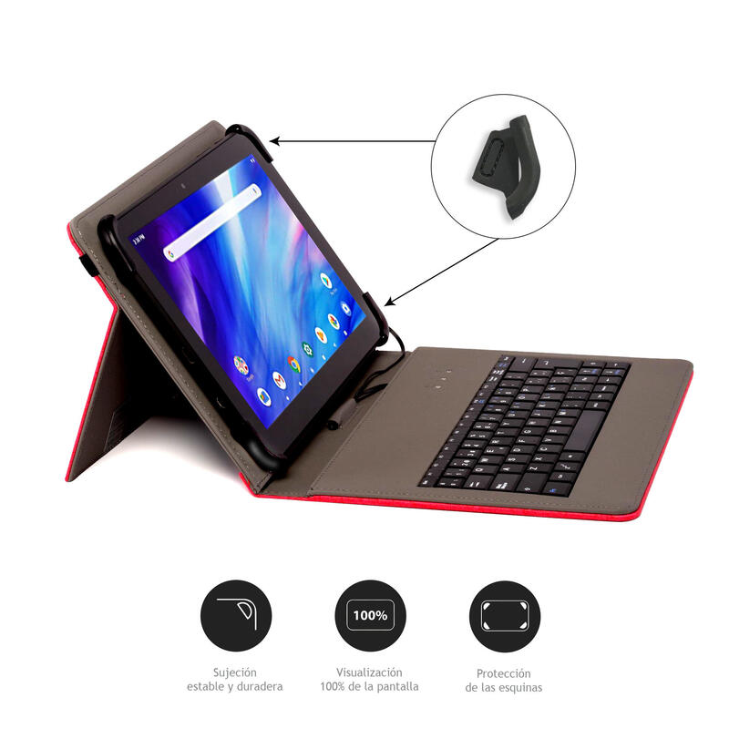 Funda Teclado Usb 10 1 Roja
