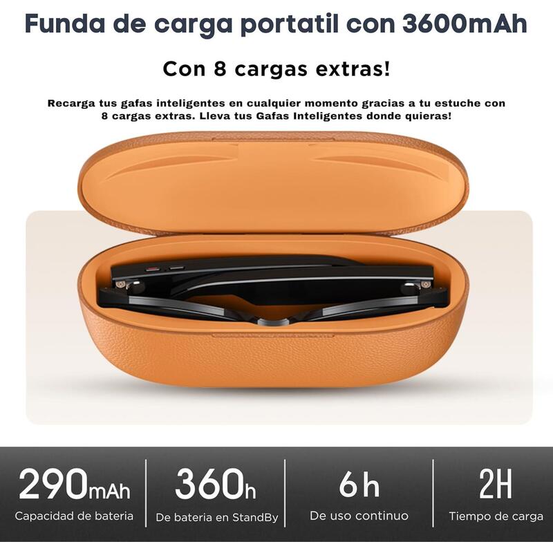 Gafas Inteligentes Smartia Vision Pro Charge - Ia · Cámara 4k · Cancelación De Ruido · Estuche Portátil Con 6 Cargas Extra