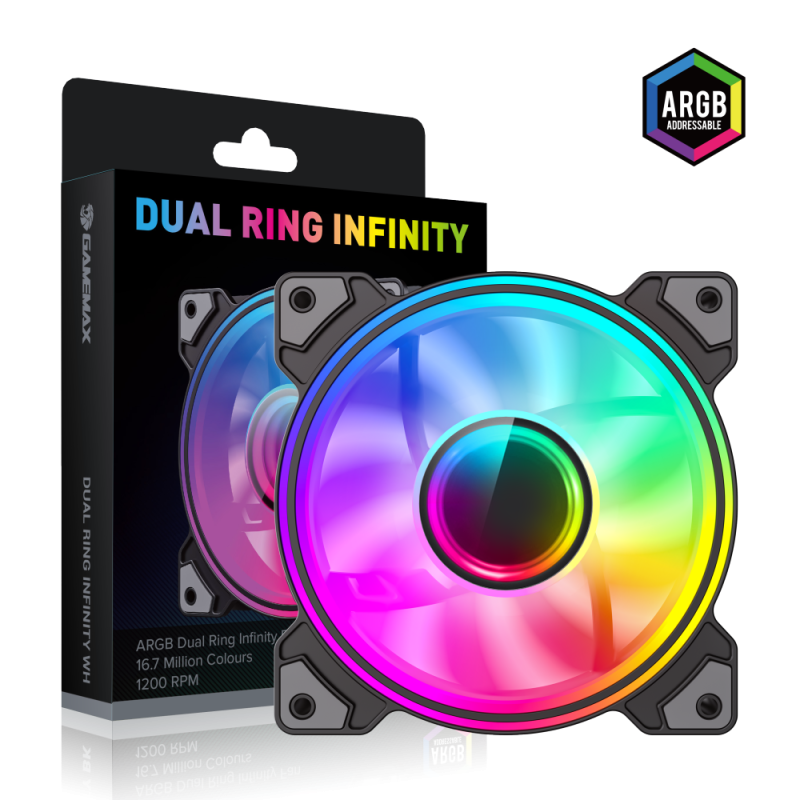 Gamemax  Case Fan  Dual Ring Infinity  Black
