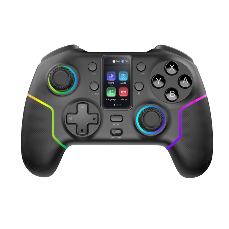 Gamepad Wireless Mgp-V3 Negro Mars Gaming Pantalla Lcd / Iluminación Rgb / Compatible Con Switch, Pc, Android, Ios