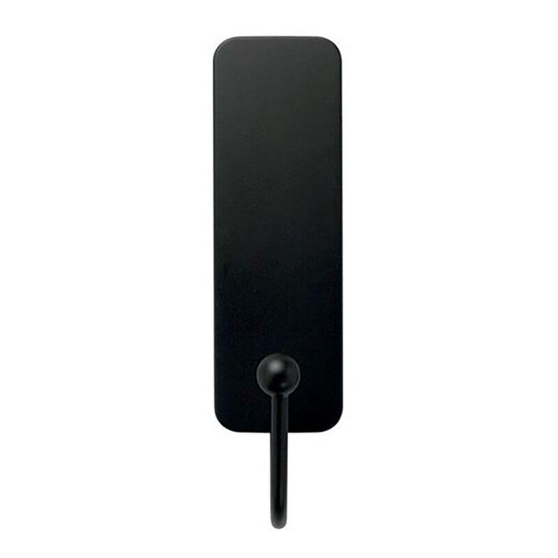 Gancho Mediano, Negro Mate, 25 X 35 X 95 Mm, 1 Ud + 2 Tiras, Máx 1,3 Kg