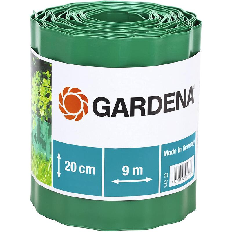 Gardena Borde De Césped, 20 Cm De Altura, Borde Verde 9m