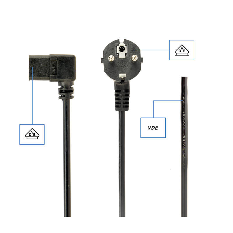 Gembird Cable De Alimentacion Schuco A C13 Acodado 1.8m Negro  Pc-186a-Vde