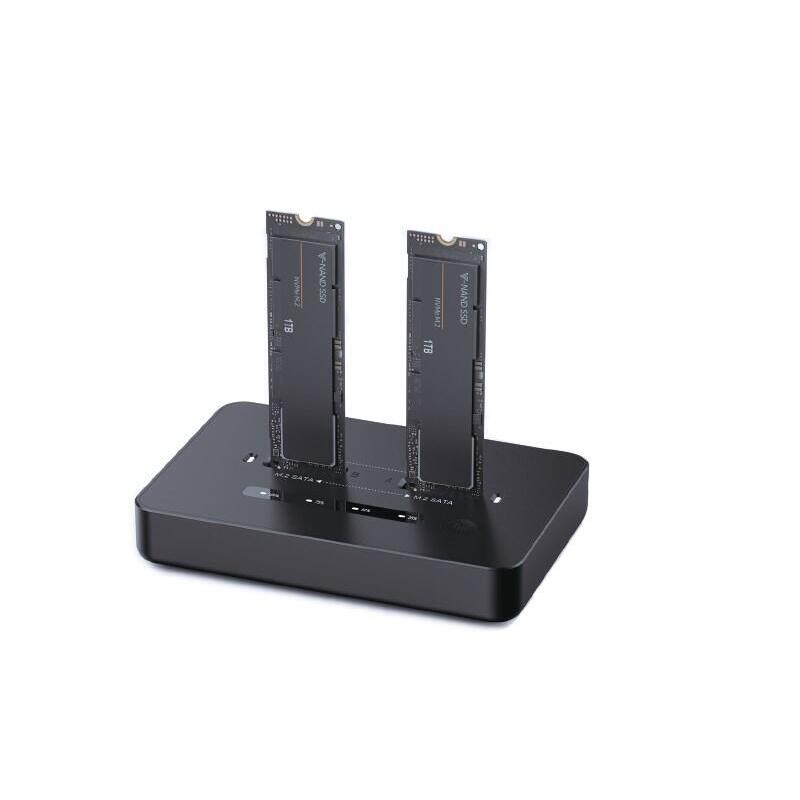 Gembird Desktop Dual Drive Usb Tipo C M.2 Nvme And Sata Ssd Docking Station Black