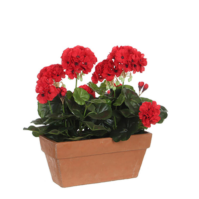 Geranio Pvc Rojo En Jardinera Para Balcon 29x13x40cm