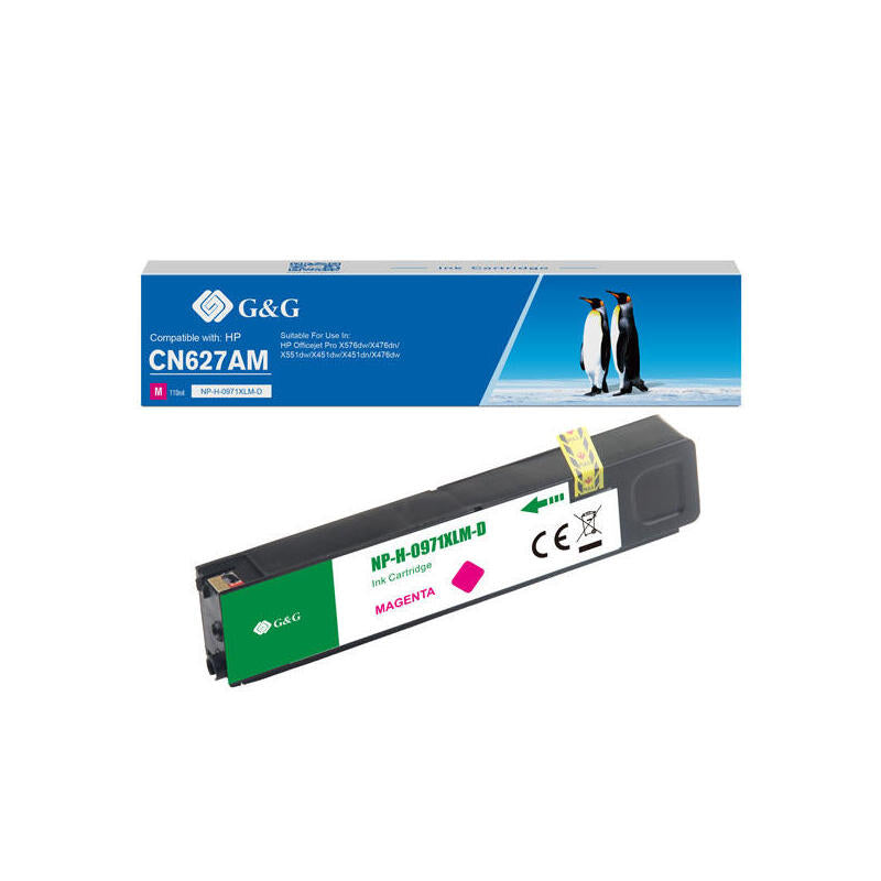 G&G Hp 971xl V4/V5 Magenta Tinta Pigmentada Generico - Reemplaza Cn627ae/Cn623ae