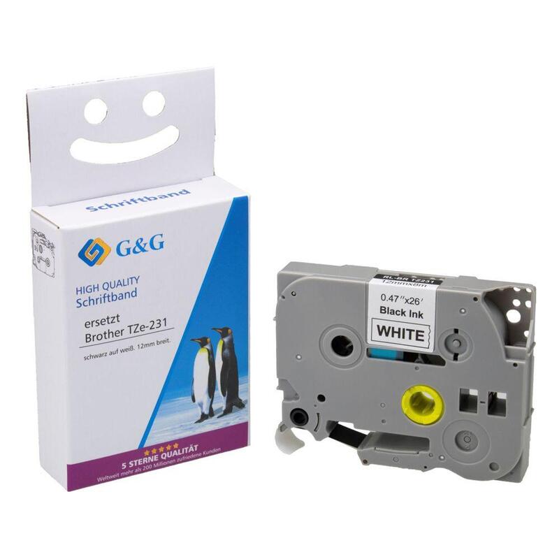 G&G Schriftband 12mm X 8m Sw-Ws Komp. M. Brother Tze-231