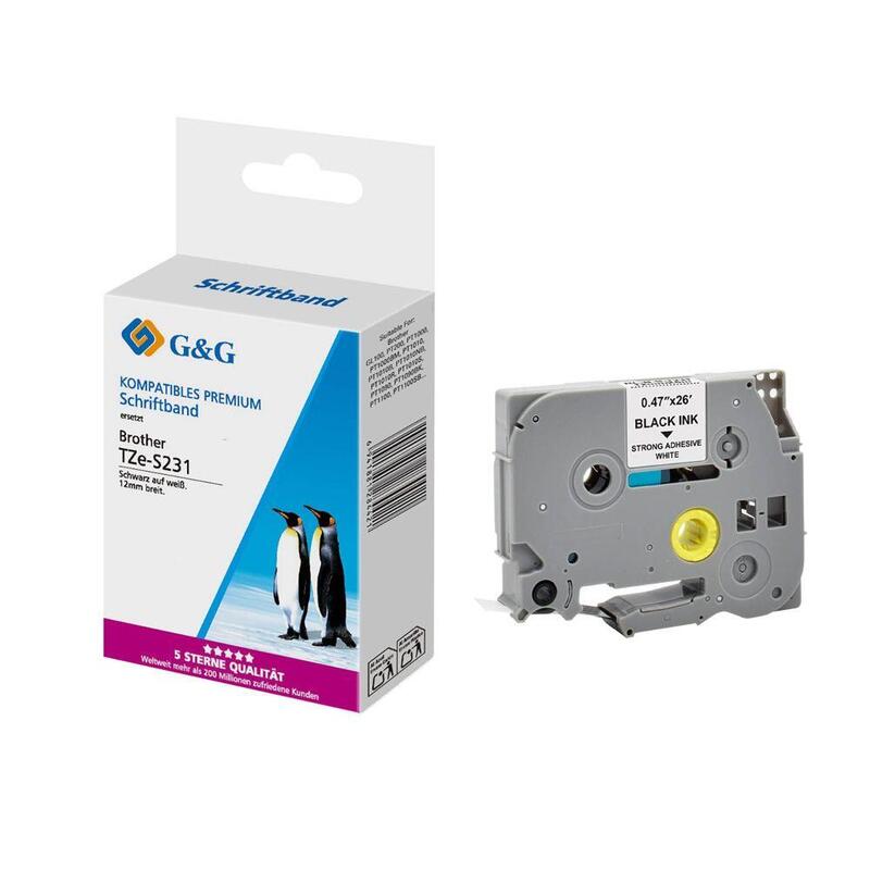G&G Schriftband 12mm X 8m Sw-Ws Komp. M. Brother Tze-S231