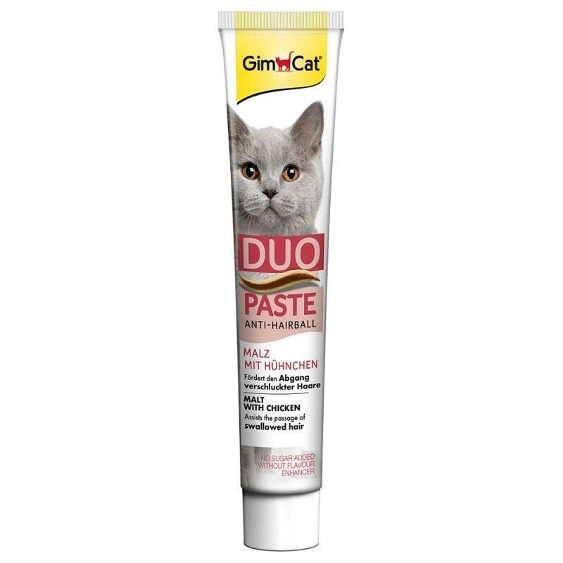 Gimcat Duo Pasta Anti-Hairball Malta Y Pollo - Snack Para Gatos Que Favorece La Expulsión De Los Pelos Ingeridos - 1 Tubo (1 X 50 G)