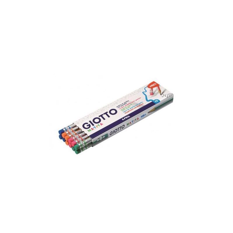 Giotto Lapiz Madera Con Goma Hexagonal Grafito Negro Hb/2 -12u-