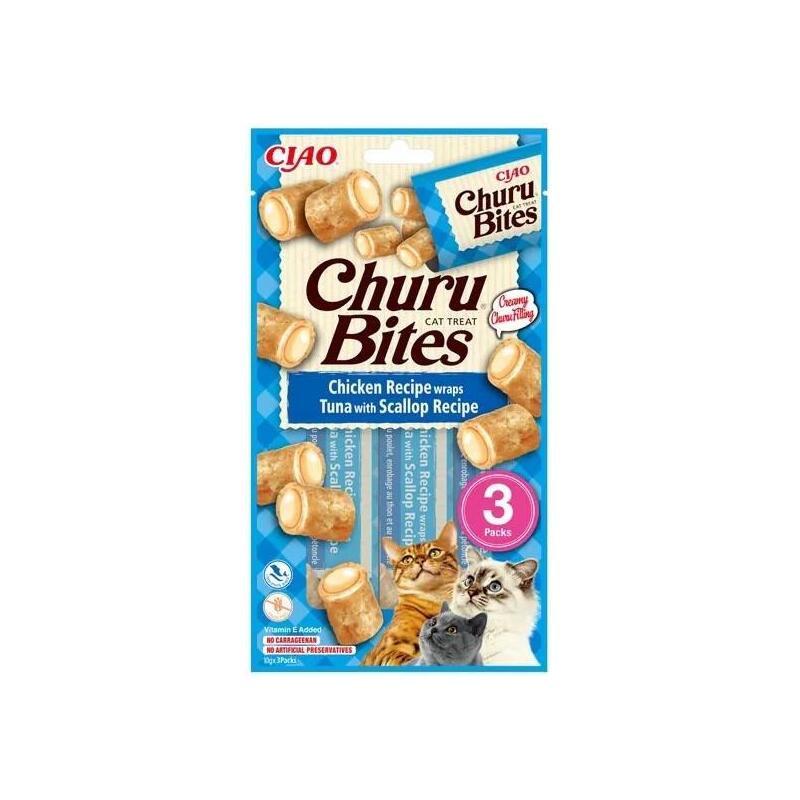 Golosina Para Gatos Inaba Churu Bites Pollo Con Atún Y Vieiras  3x10 G