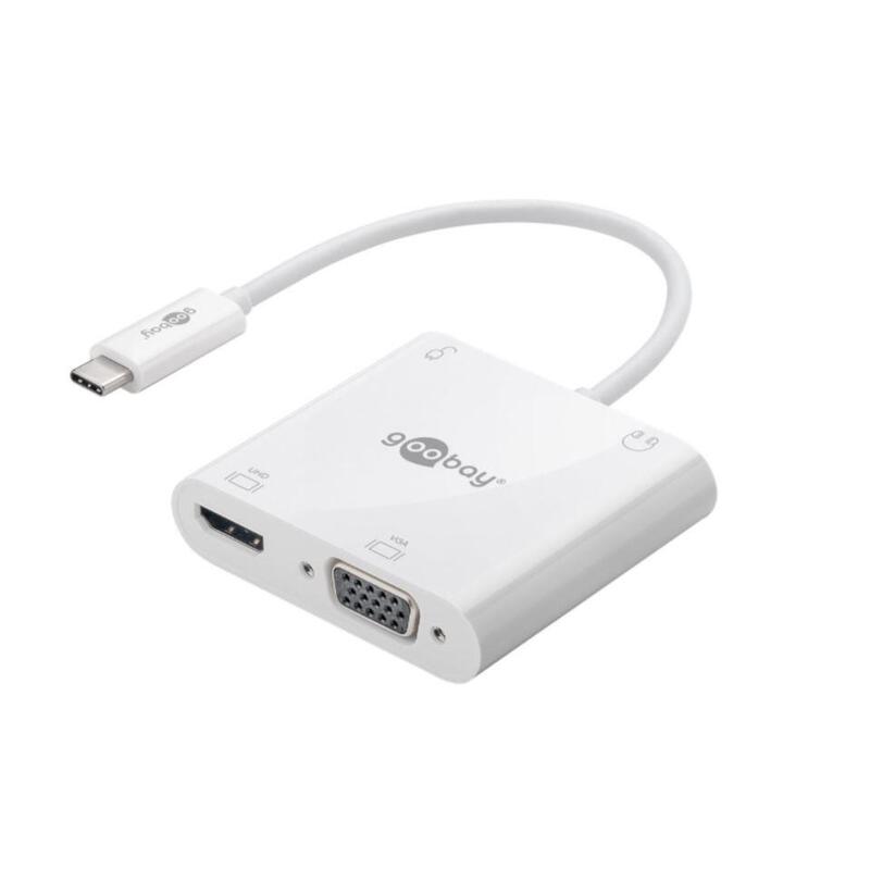Goobay 52418 Adaptador Multipuerto Usb-C Hdmi?+Vga + Pd 100 W, Blanco