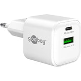 Goobay Cargador Rápido Dual Usb-C (20 W) / Usb-A Qc (18 W) Compatible Con Samsung, Iphone, Ipad, Macbook - Adaptador De Corriente - Blanco - 79621