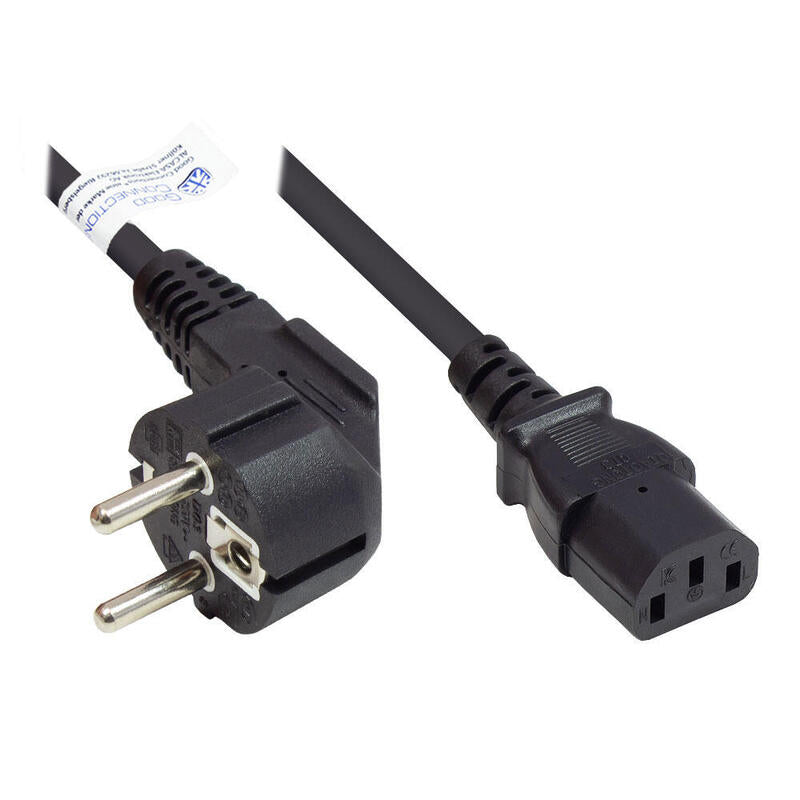 Good Connections Contacto De Protección-Conector Macho Angulado.- C13 Negro. 5m