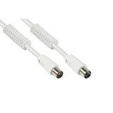 Goodconnections Tv Antennencable, Koax Stecker An Koax Buchse (Vernickelt), 2x Ferritkern, 2x Geschirmt, Class A, 95 Db, 75 Ohm, Ccs, Weiss, 7,5m,