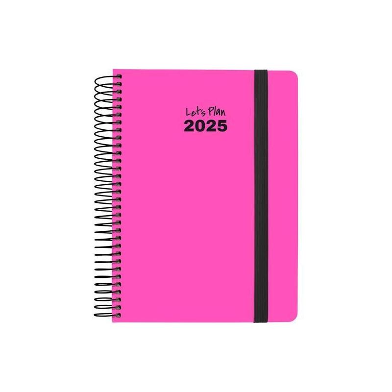 Grafoplas Agenda Anual Serie Neón Espiral 15x21cm D/P Cierre C/Goma Fucsia 2025