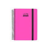 Grafoplas Agenda Anual Serie Neón Espiral 15x21cm D/P Cierre C/Goma Fucsia 2025