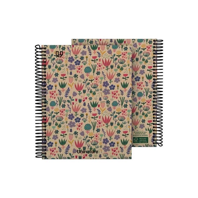 Grafoplás Cuaderno Espiral A5 80h 4x4 90gr Kraft Y Cartón Reciclado Uninature Holanda