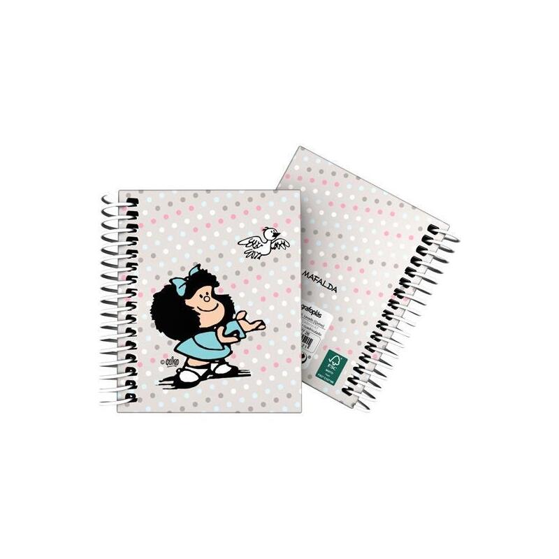 Grafoplás Cuaderno Espiral A7 100h 5x5mm 70gr 4 Bandas Color Tapa Dura Mafalda Bird