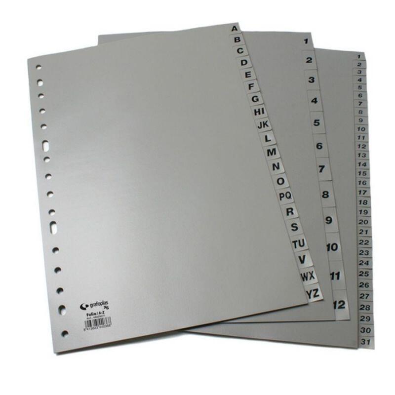 Grafoplás Juego De Abecedario Folio 16 Taladros Pp Opaco Gris