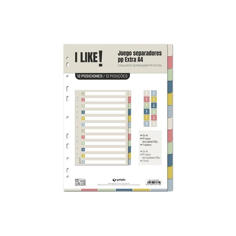 Grafoplás Separadores 12 Posiciones A4 11 Taladros Pp I Like 3