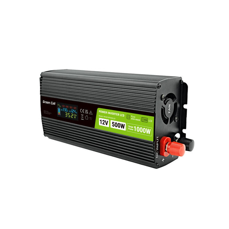Green Cell Power Inverter 12v-230v 500w 1000w With Lcd Display - Pure Sine Wave
