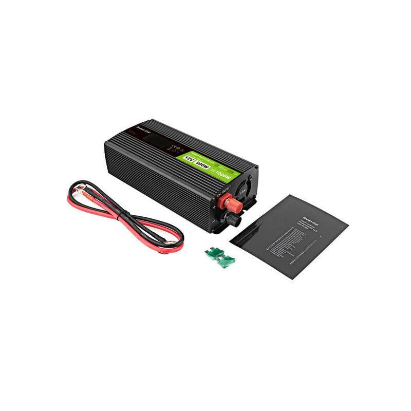Green Cell Power Inverter 12v-230v 500w 1000w With Lcd Display - Pure Sine Wave