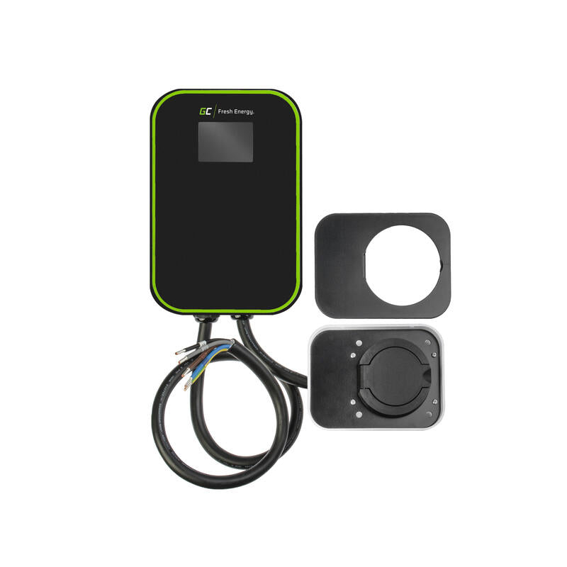 Green Cell Wallbox Ev Powerbox Rfid 2x Conector De Carga Hembra Tipo2 22kw 32a Negro