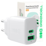 Greencell Powersource Duo30 Biala 30w Usb-C Usb-A Power Delivery Qc3.0