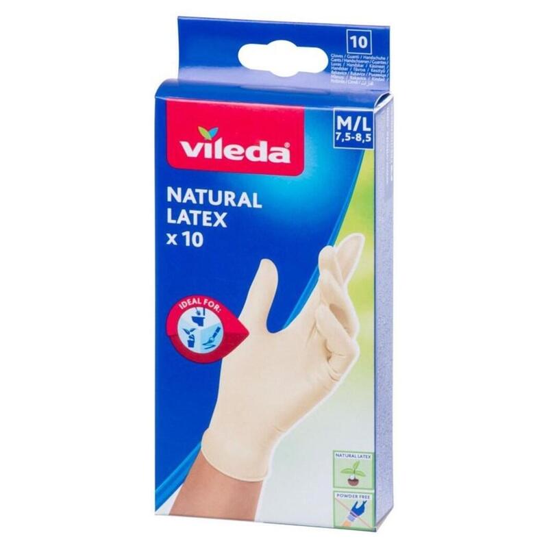 Guantes De Látex Vileda Natural Latex, Talla S/M, 10 Unidades
