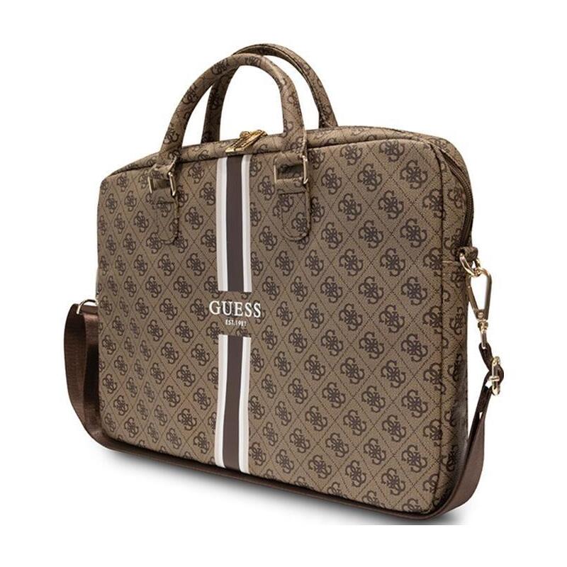 Guess 4g Printed Stripes Computer Bag - Torba Na Notebooka 16 (Brazowy)