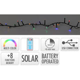 Guirnalda Led, 400 Leds, 8 Funciones Parpadeante Multicolor, Ip44, Solar. Basics