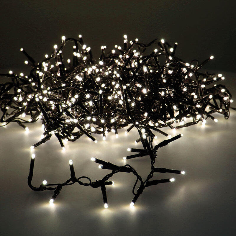 Guirnalda Led Compact Parpadeante Exterior Blanco Calido 16m 500 Leds Leds Cable Verde