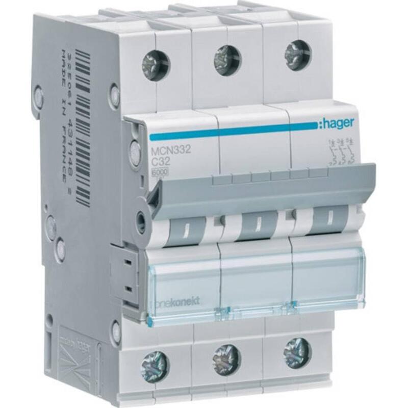 Hager Interruptor Magnetotérmico Mcn332 3polos 6ka C-32a 3m