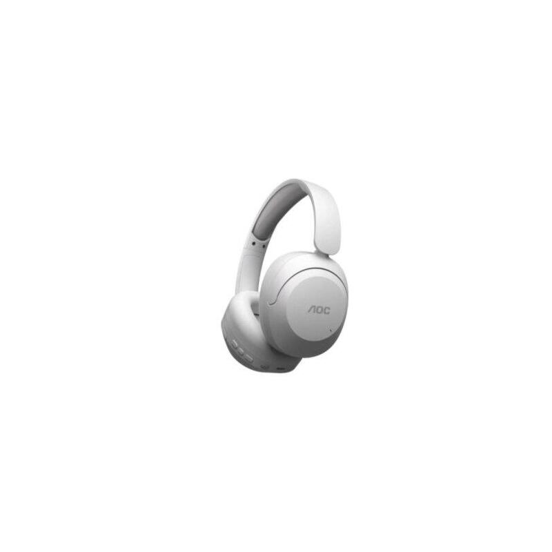 Headset Bluetooth Aoc Ach3505wt Diadema Anc Hifi Mic Blanco Reproduccion 80h Carga Usb-C