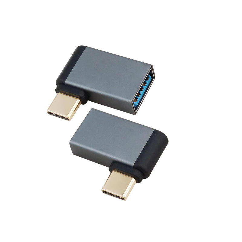 Helos Adaptador Otg, Usb 3.1 A Hembra/Tipo-C Macho, Angular, Premium, Negro