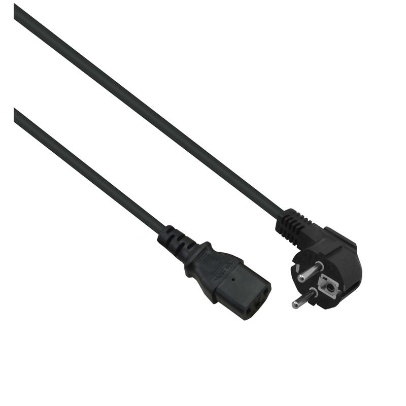 Helos Cable De Alimentación, Enchufe  90 ° A C13, Negro, 0,5 M