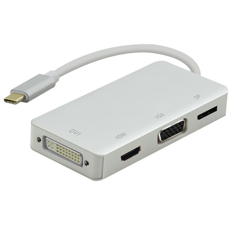 Helos Dockingstation, Usb 3.1 Tipo-C St./Dp/Hdmi/Dvi/Vga Bu, Premium 4k, Plata
