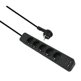 Helos Regleta Advanced, 5 Tomas, Cargador Usb Negro, 1,5m, Con Interruptor