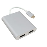 Helos Splitter, Usb 3.1 Tipo-C St./2x Hdmi Hembra, Premium 4k, Plata