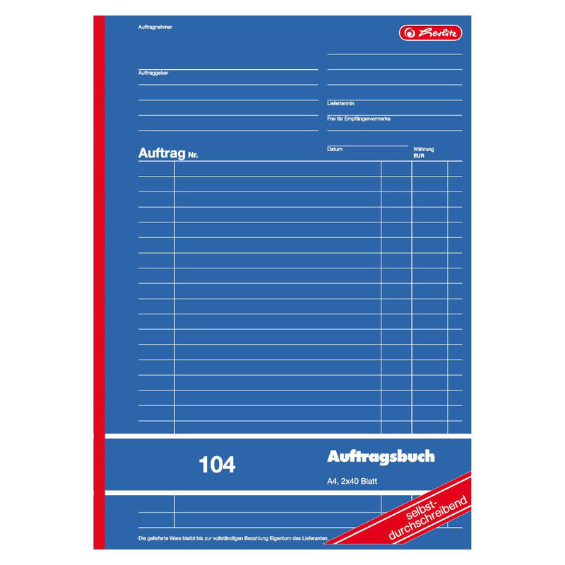 Herlitz Auftragshch A4 104 2x40 Blatt Sd. Fsc Mix