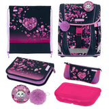 Herlitz Filoactive Xl Plus Blossom Dance - Juego De Mochila Escolar (21 L), Color Negro Y Rosa