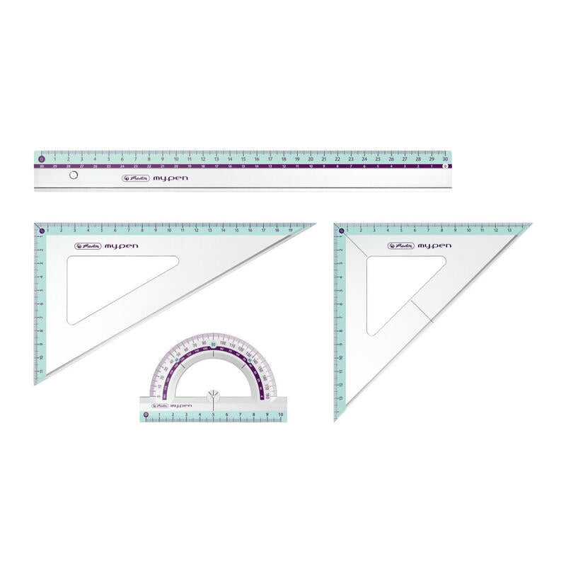 Herlitz Geometrieset 4tlg. Lineal,Winkelmesser,2xgeodreieck