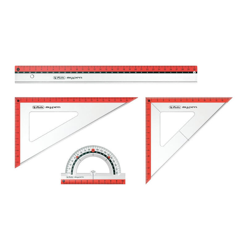 Herlitz Geometrieset 4tlg. Lineal,Winkelmesser,2xgeodreieck