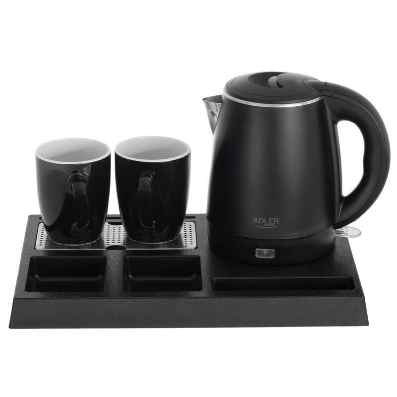 Hervidor Hotelowy Ad 1387 Z Tacka Z 2 Kubkami 1l, Inox