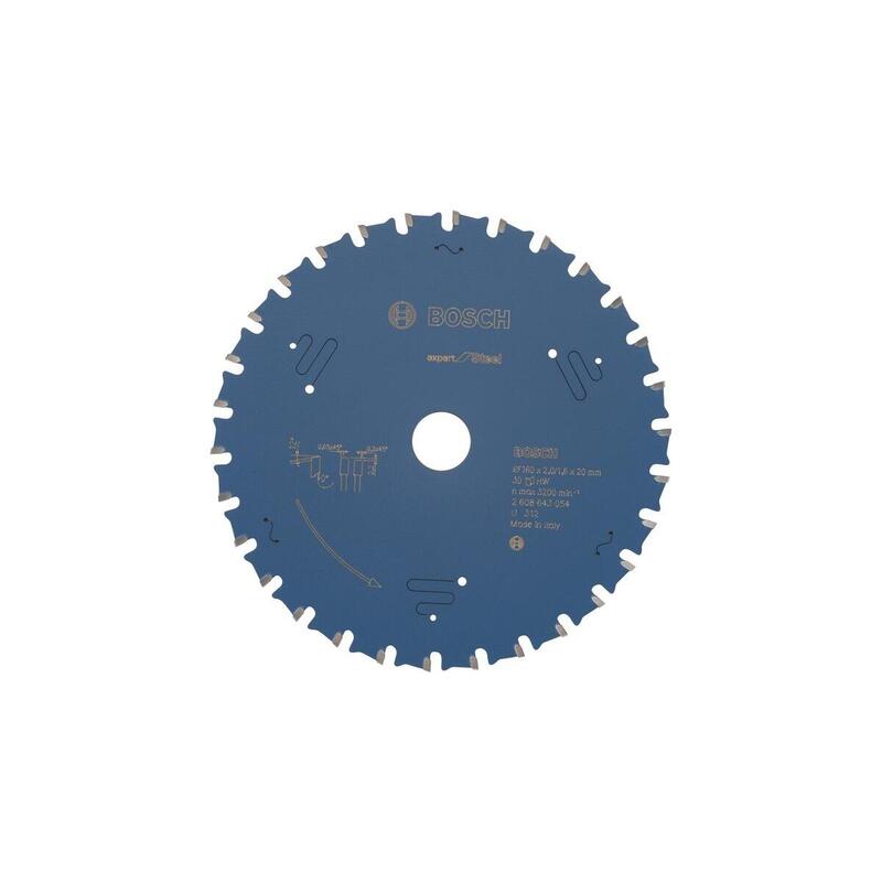 Hoja De Sierra Circular Bosch Professional Expert Para Acero, Ø 160 Mm, Diámetro 30z De 20 Mm, Para Sierras Circulares Portátiles 2608643054