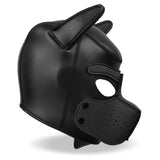 Máscara De Perro De Neopreno Con Hocico Extraíble Negro Talla M