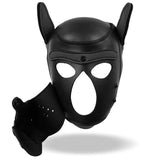 Máscara De Perro De Neopreno Con Hocico Extraíble Negro Talla M